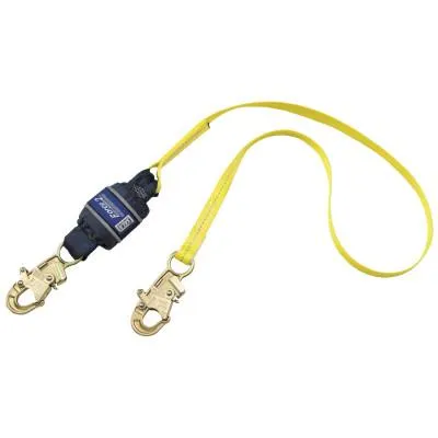 3M™ Force2 Shock Absorbing Lanyard, 6 ft, Snap Hooks, 310lb Cap, Navy Blue/Yellow, 1246167