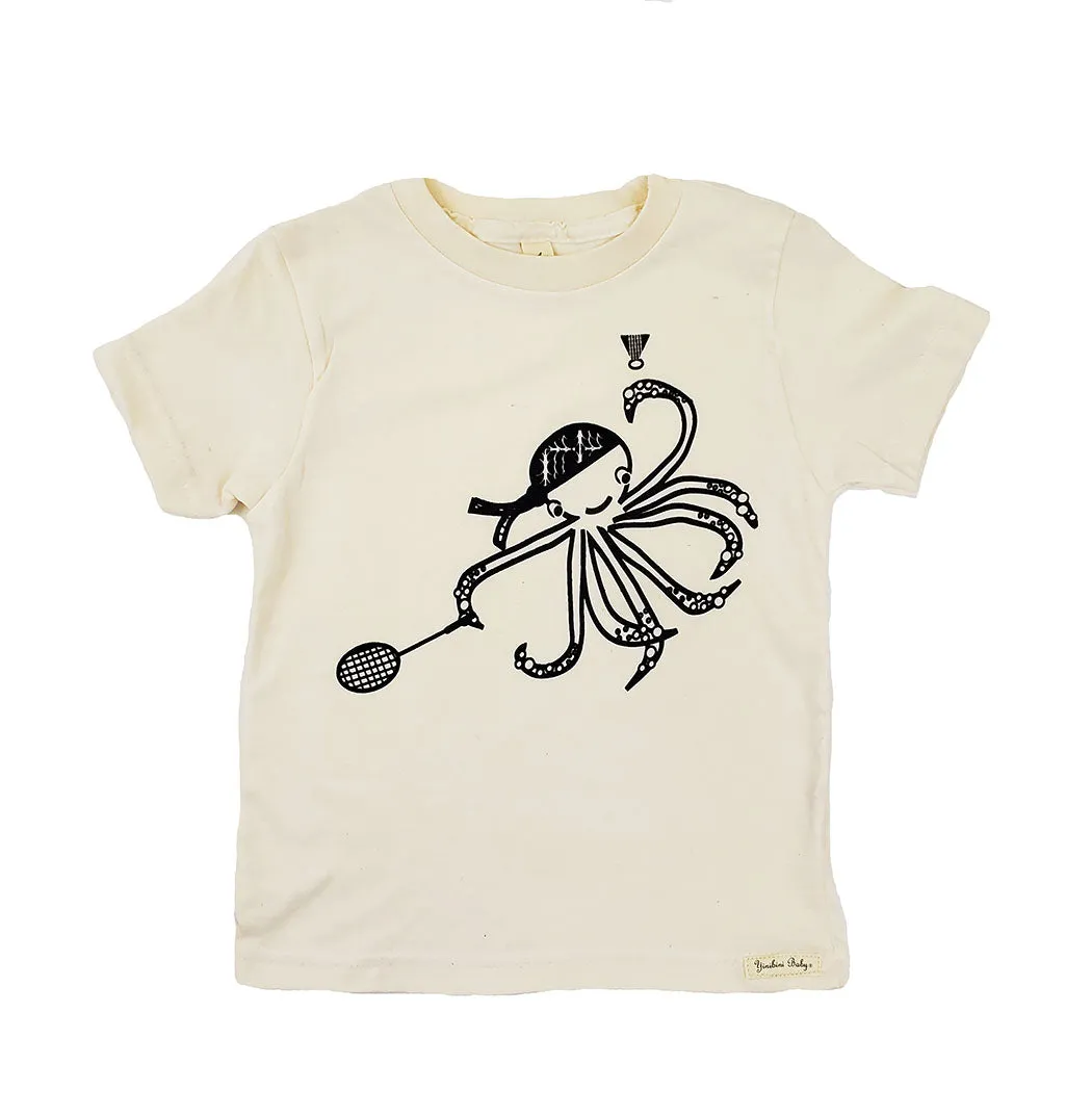 Badminton Playing Octopus Tee