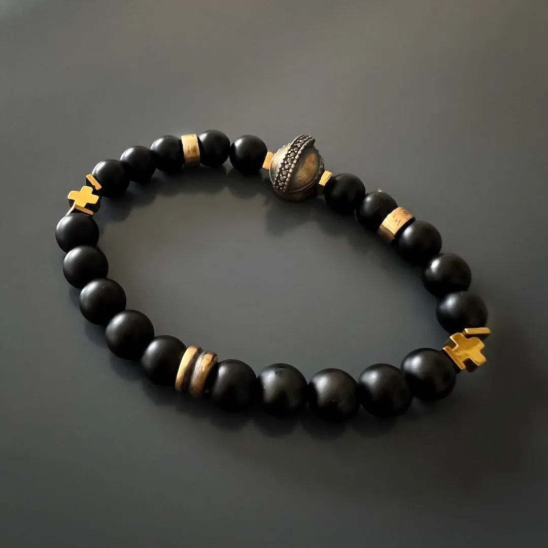 Black Vibe Onyx Stone Beaded Gladiator Bracelet