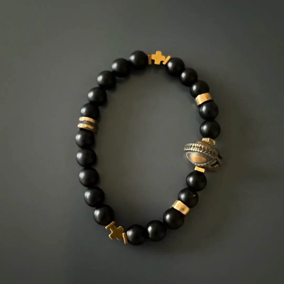 Black Vibe Onyx Stone Beaded Gladiator Bracelet
