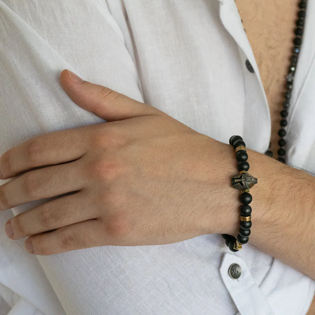 Black Vibe Onyx Stone Beaded Gladiator Bracelet