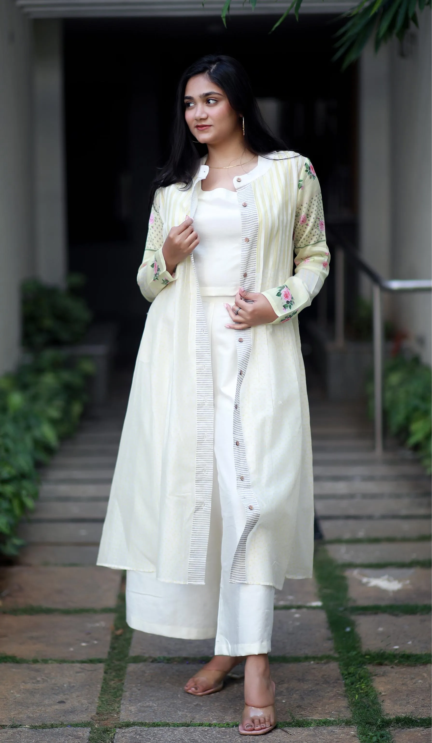 Celestial Symphony Chanderi Co-ord Set With Crop Top And Pants