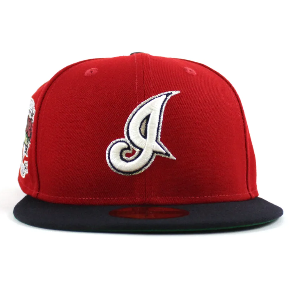 Cleveland Indians Jacobs Field New Era 59Fifty Fitted Hat (Scarlet Navy Green Under Brim)