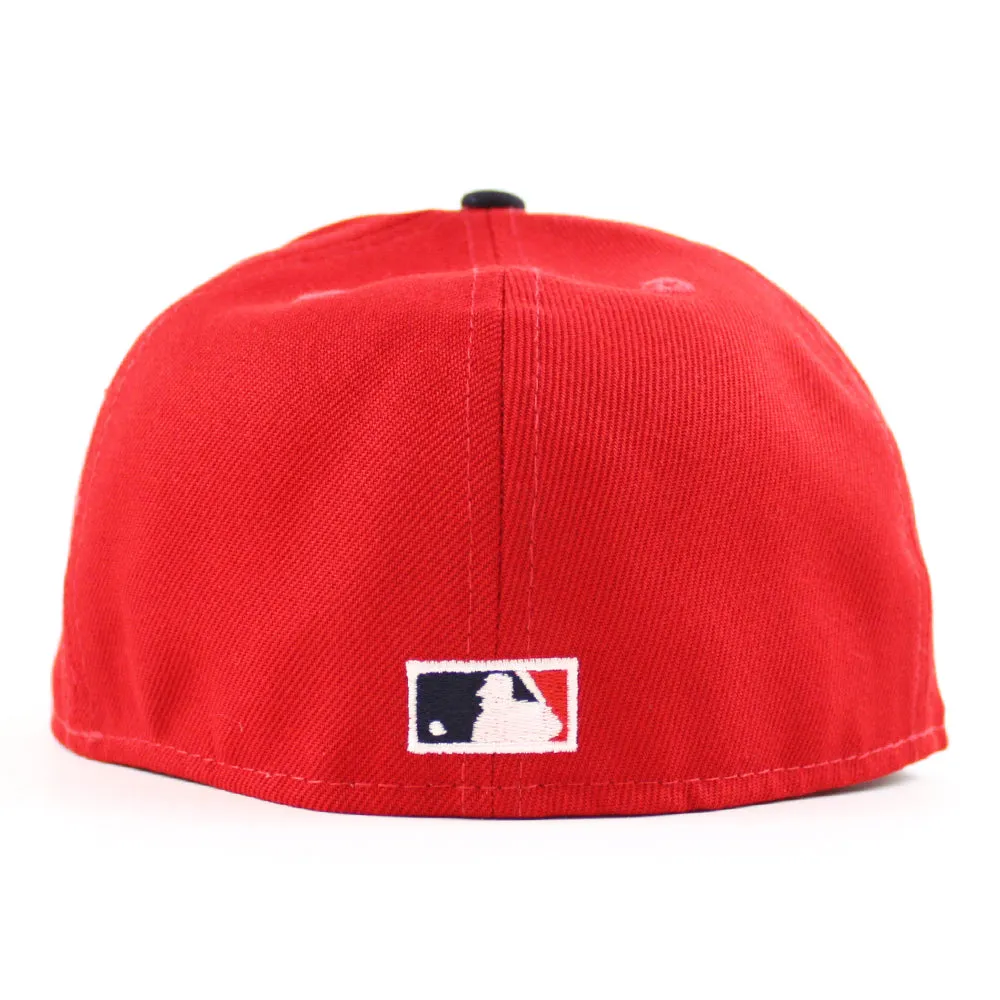 Cleveland Indians Jacobs Field New Era 59Fifty Fitted Hat (Scarlet Navy Green Under Brim)