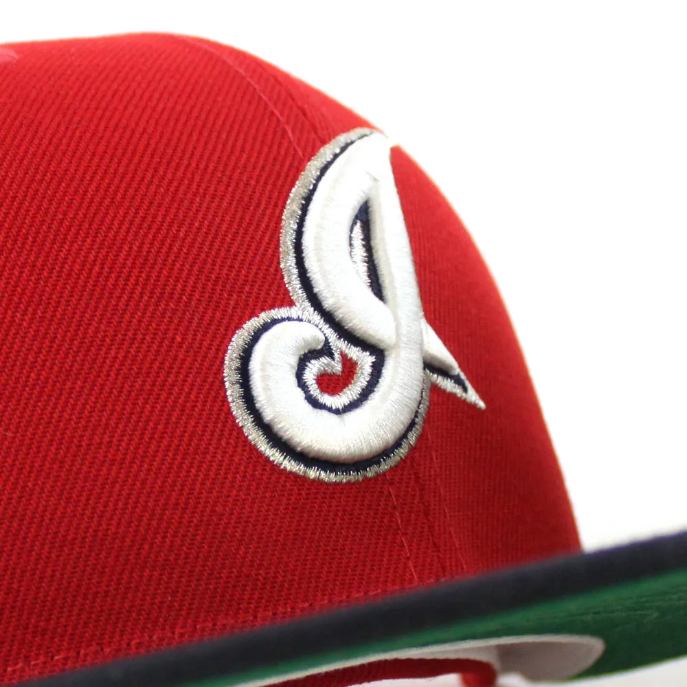 Cleveland Indians Jacobs Field New Era 59Fifty Fitted Hat (Scarlet Navy Green Under Brim)