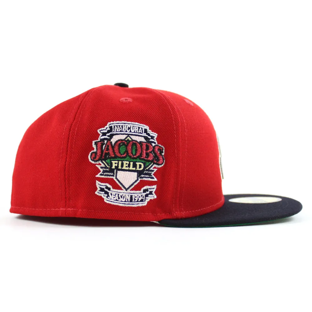 Cleveland Indians Jacobs Field New Era 59Fifty Fitted Hat (Scarlet Navy Green Under Brim)