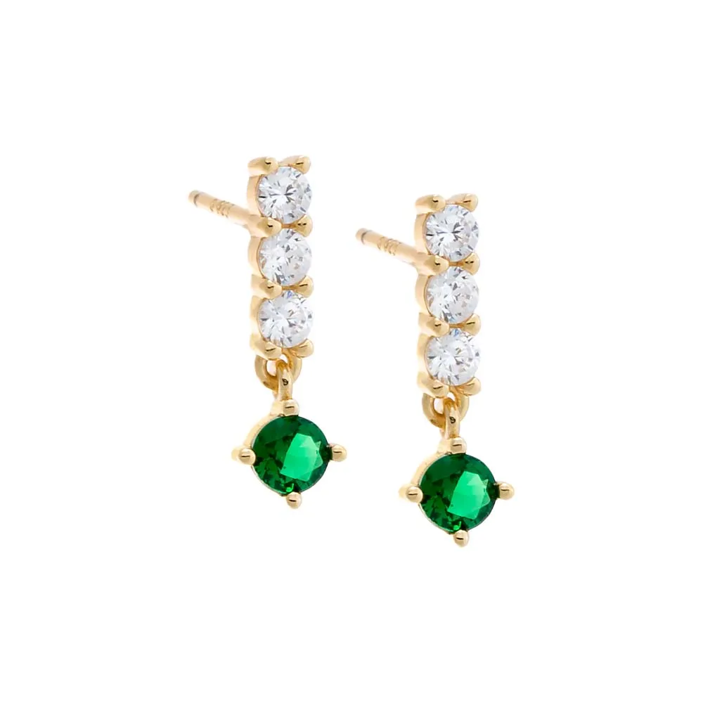 Colored Dangling Solitaire Bar Stud Earring