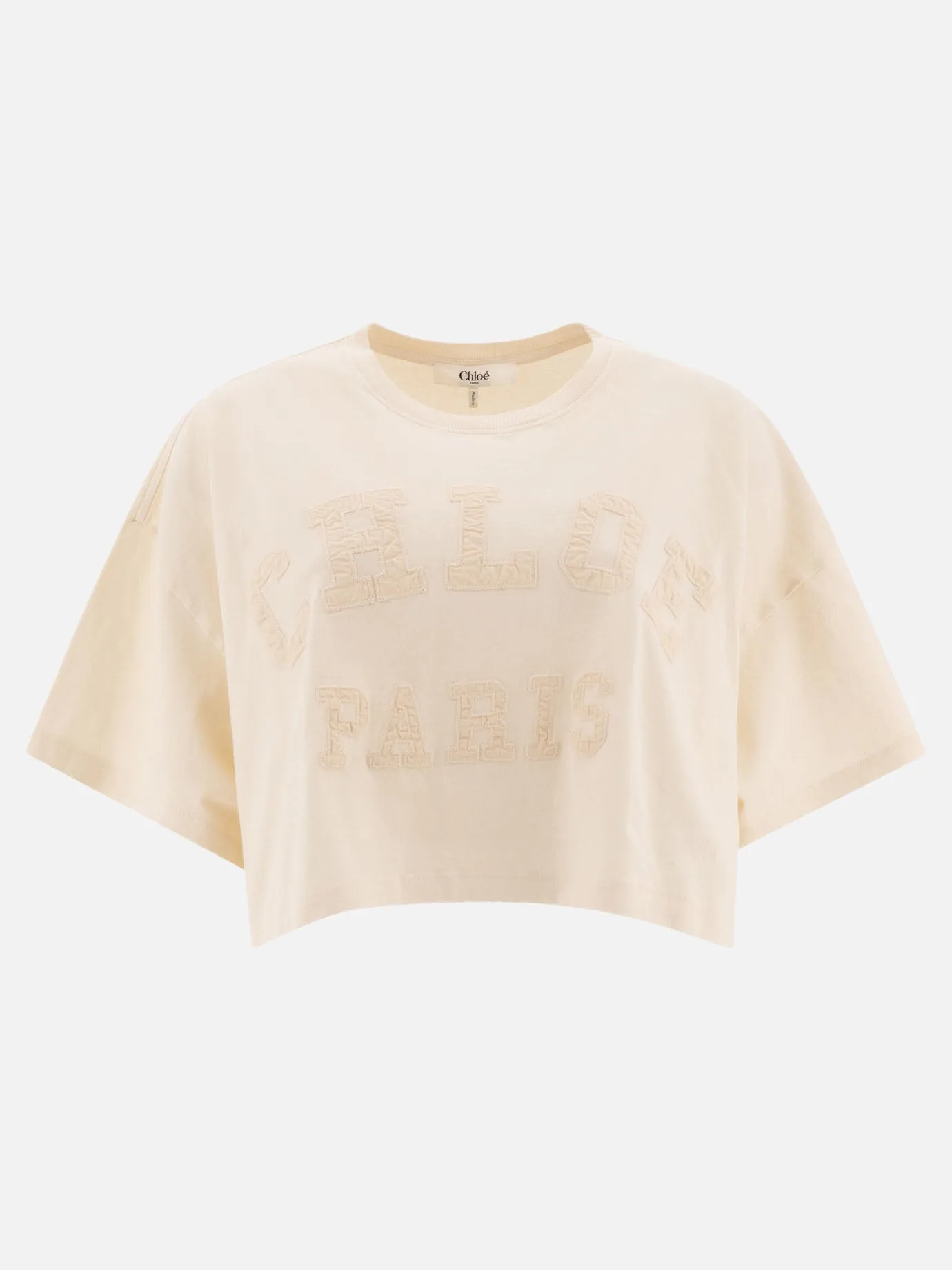 Cropped cotton jersey T-shirt