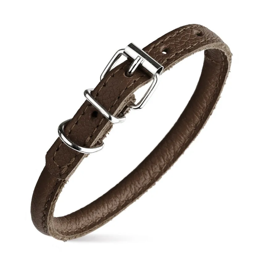 Dog Bar Soft Leather Rolled Collar