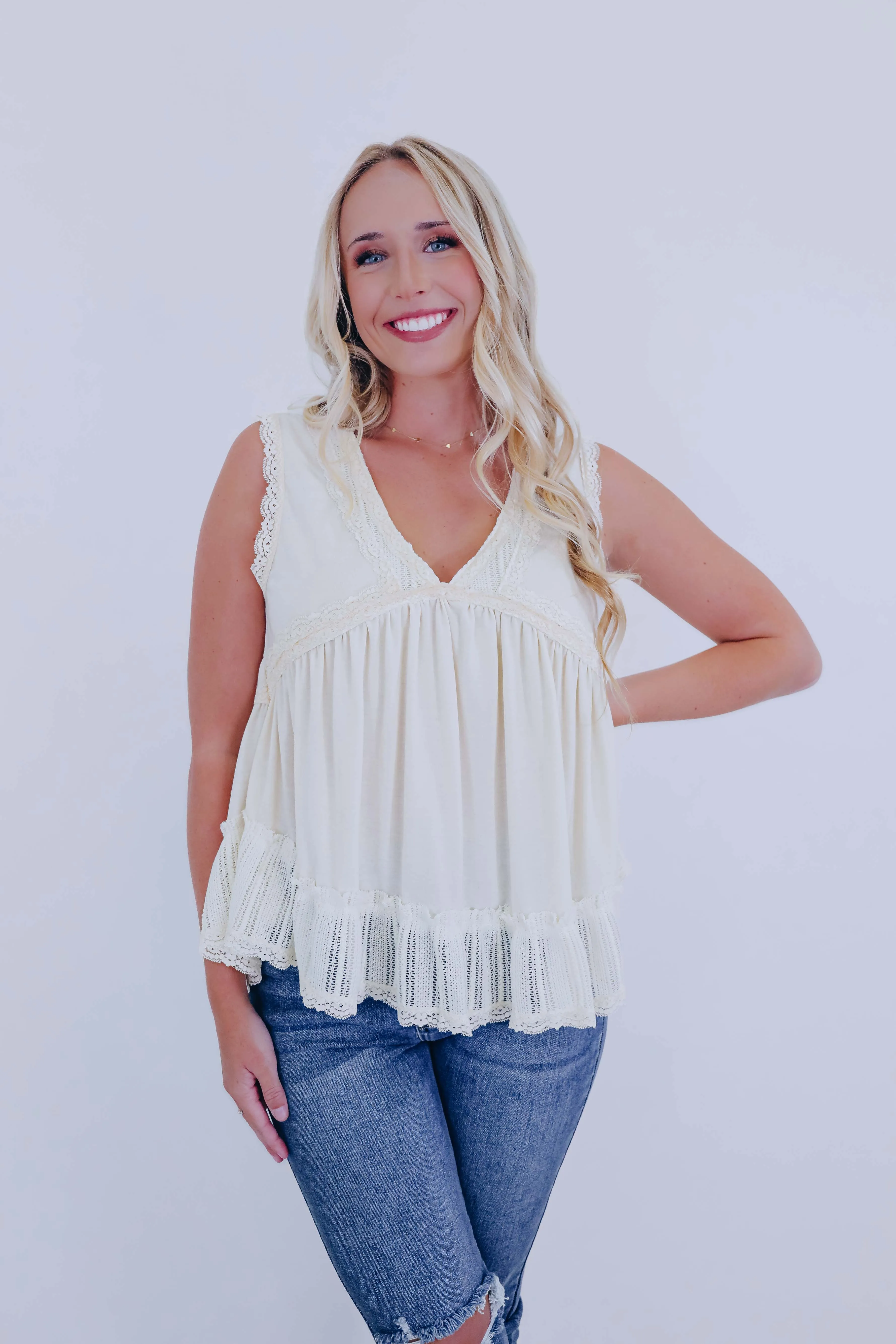 Erin Embellished Lace Tank Top By POL - 10 Colors
