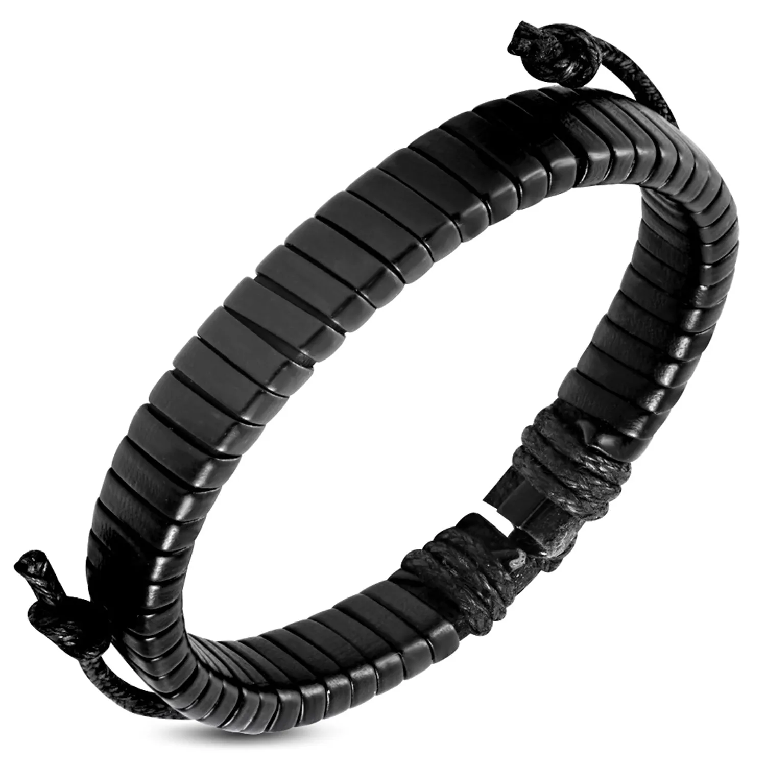 Genuine Black Leather Gladiator Wrap Rope Adjustable Bracelet