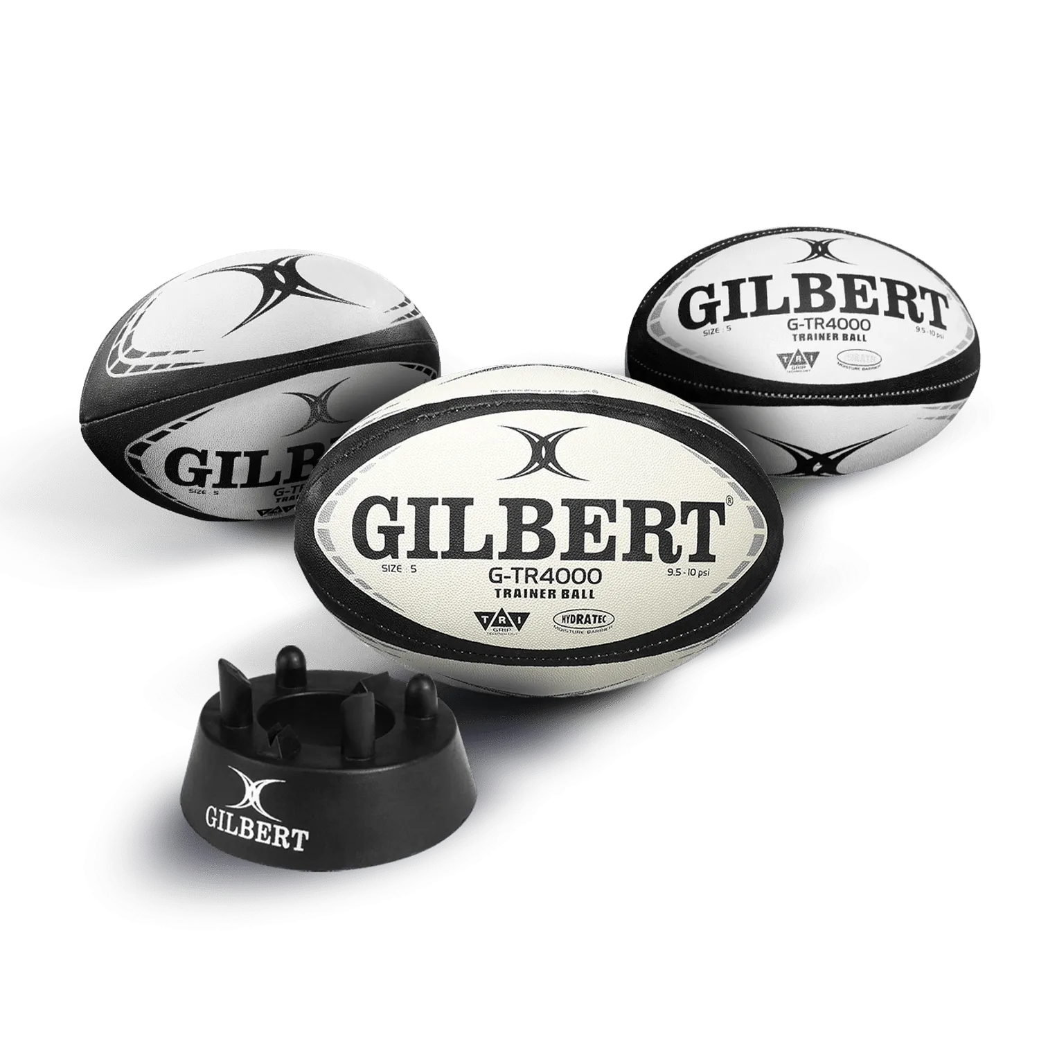 Gilbert G-TR4000 Black Training Ball Set: - 3 Size 5 Balls   Kicking Tee