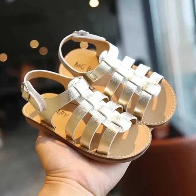 Girls' Metallic Strappy Gladiator Sandals