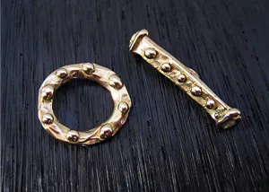 Gold Bronze Dotted Artisan Jewelry Toggle Clasp