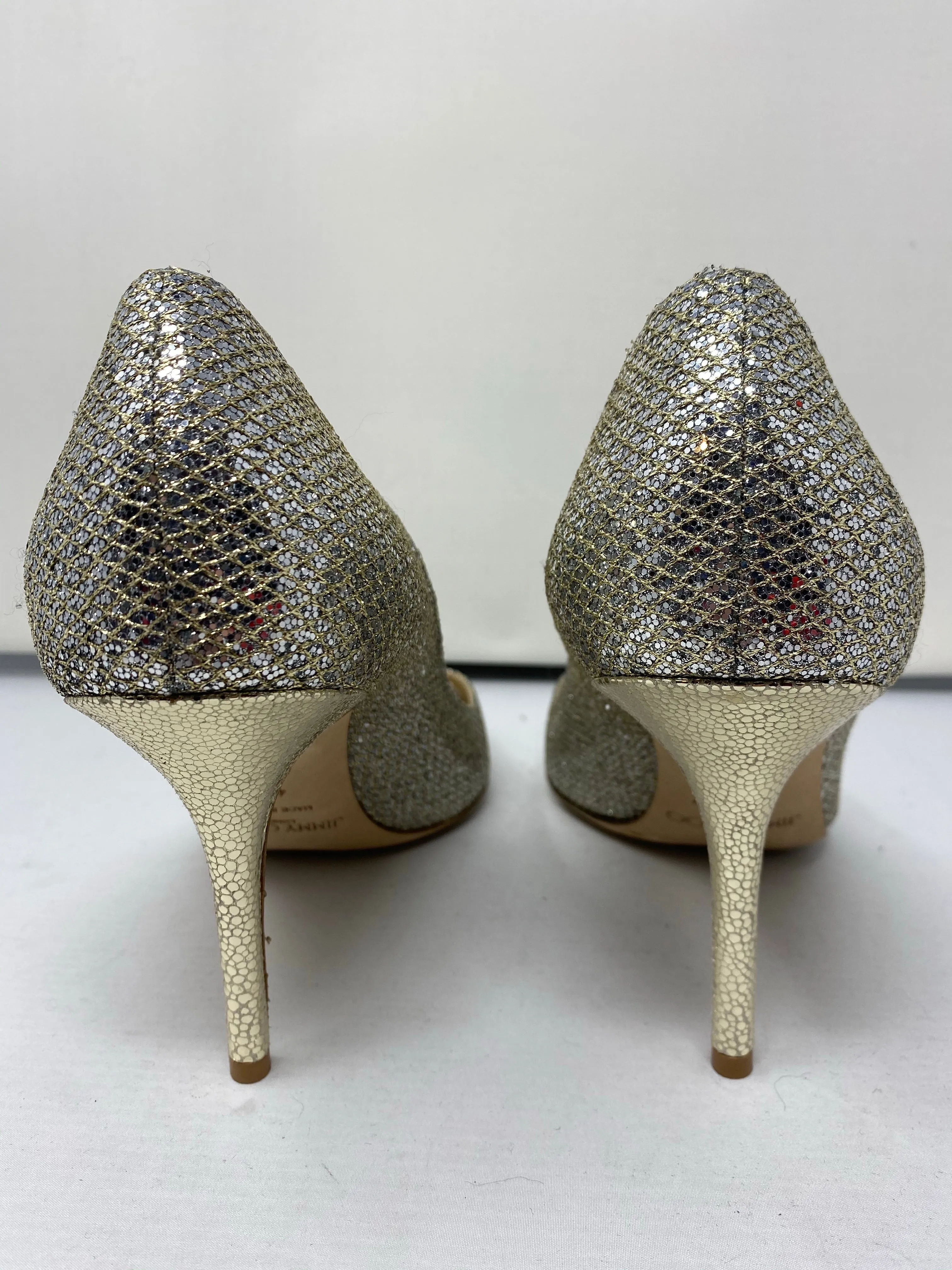 Jimmy Choo Nova Glitter Peep-Toe Heels