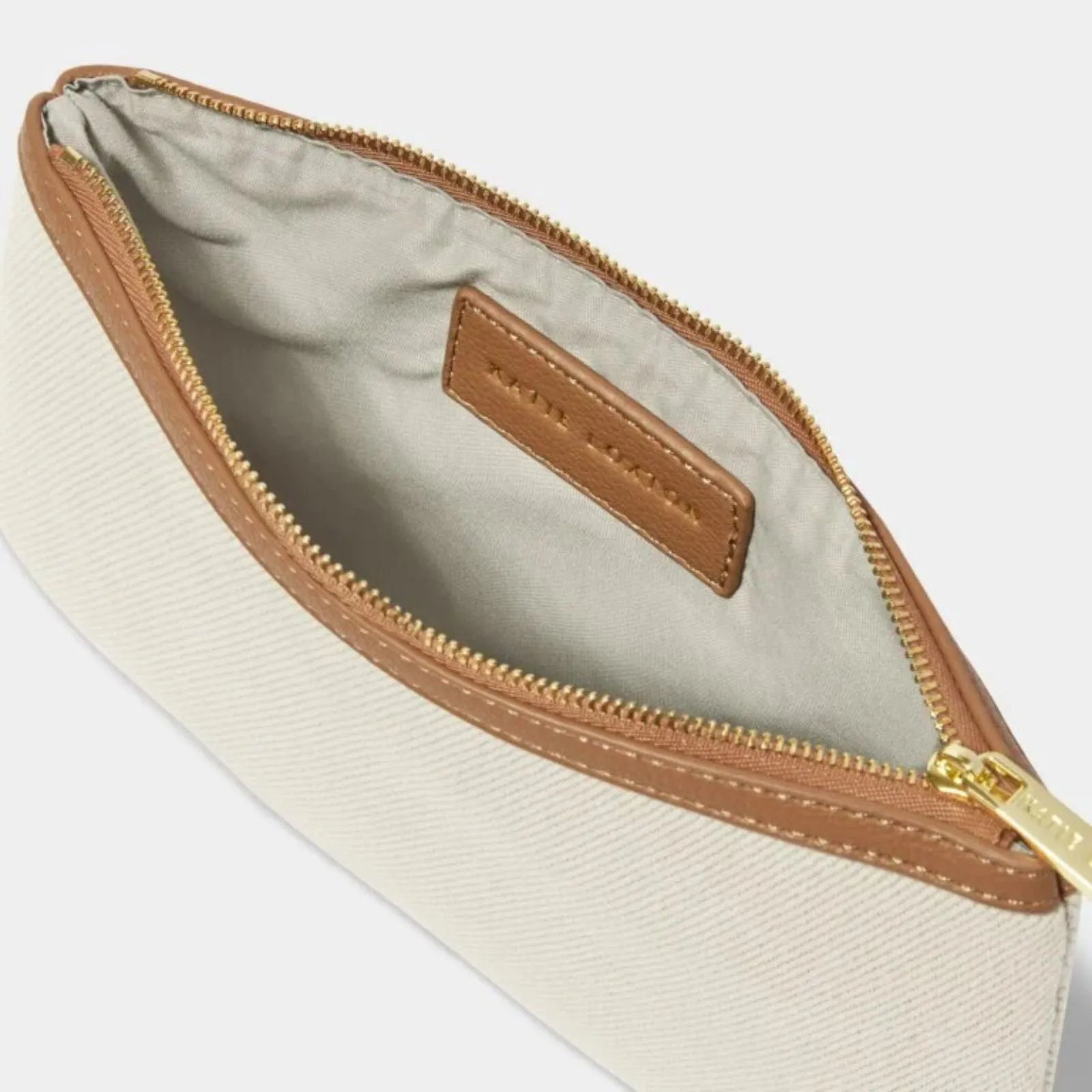Katie Loxton Capri Canvas Pouch - Tan & Off White