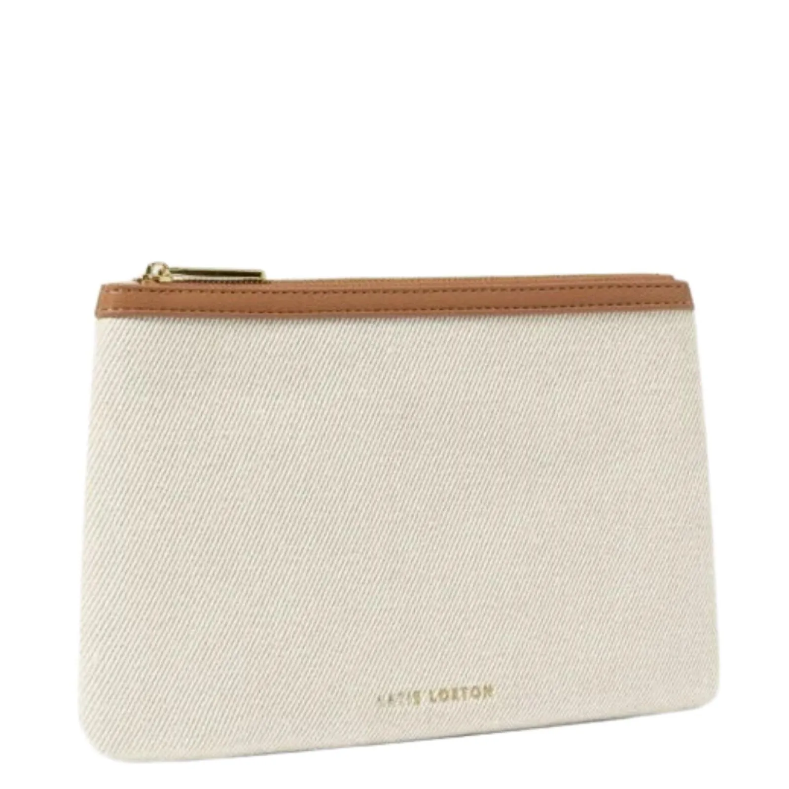 Katie Loxton Capri Canvas Pouch - Tan & Off White