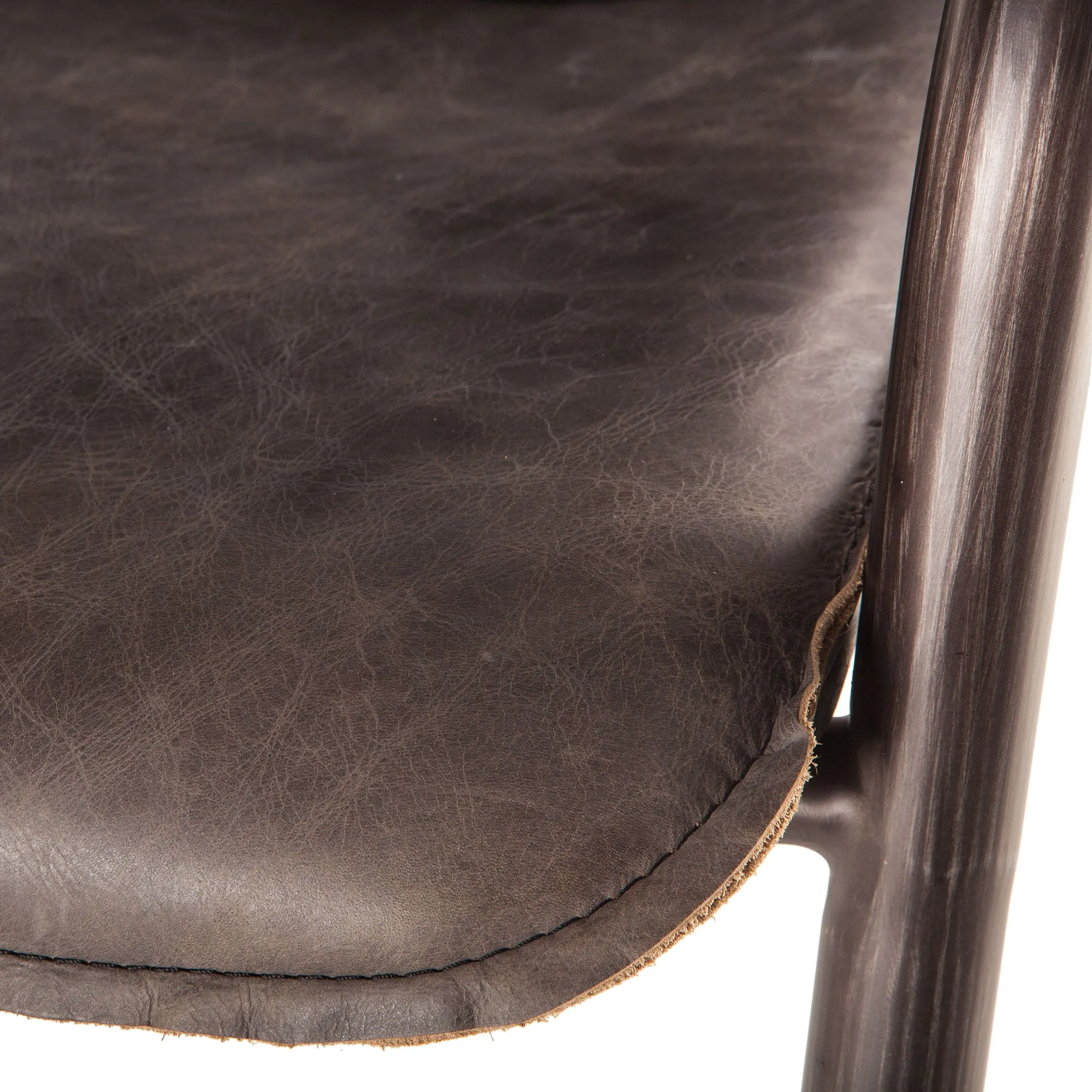 Nisky Leather Bar Chair - Antique Ebony