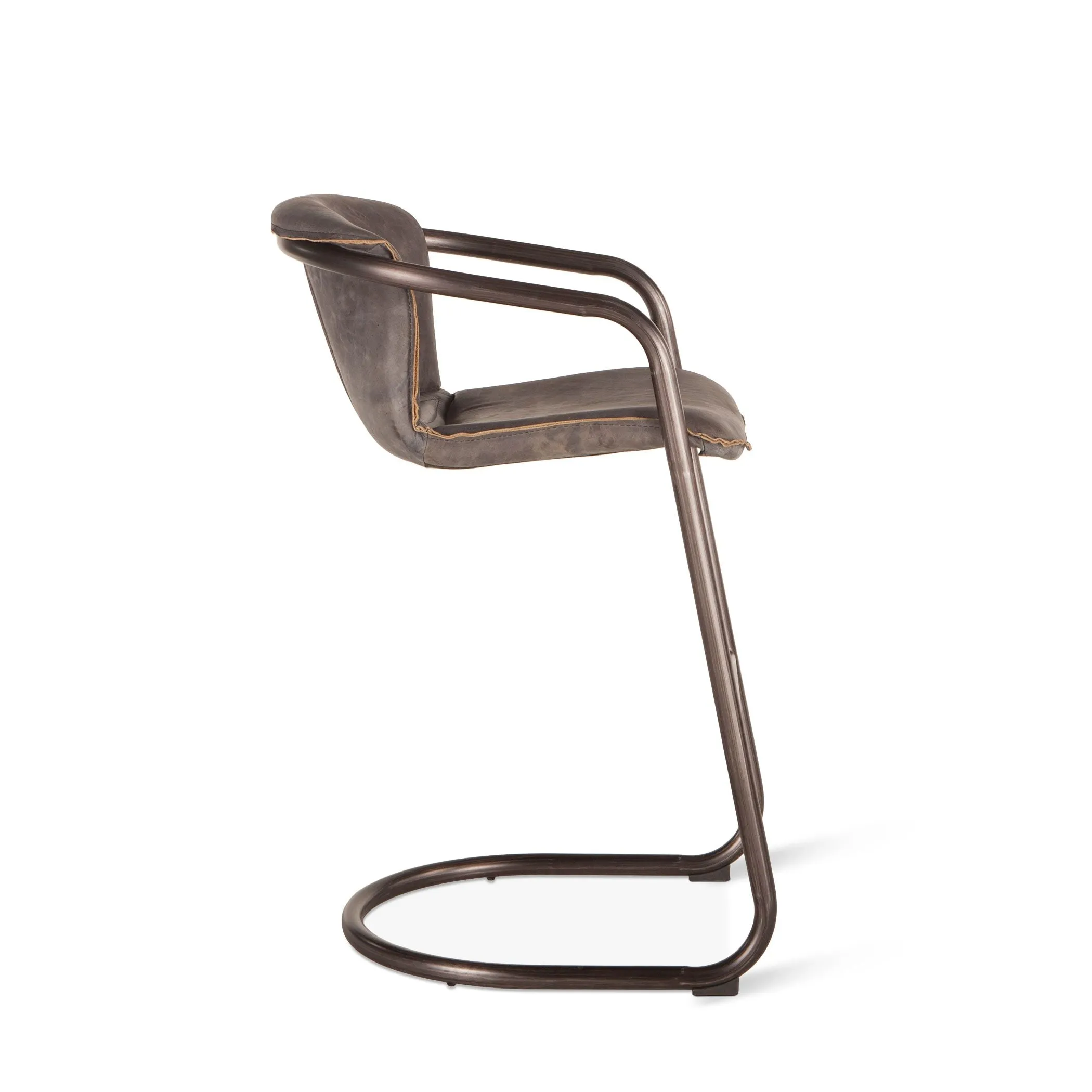 Nisky Leather Bar Chair - Antique Ebony