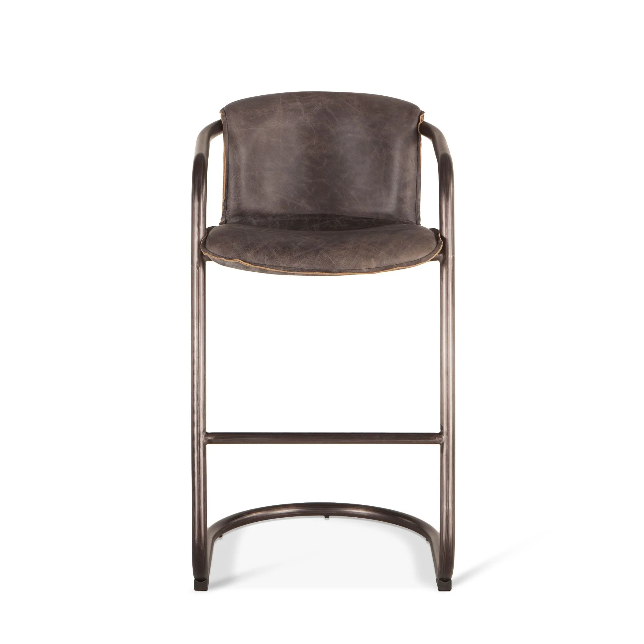 Nisky Leather Bar Chair - Antique Ebony