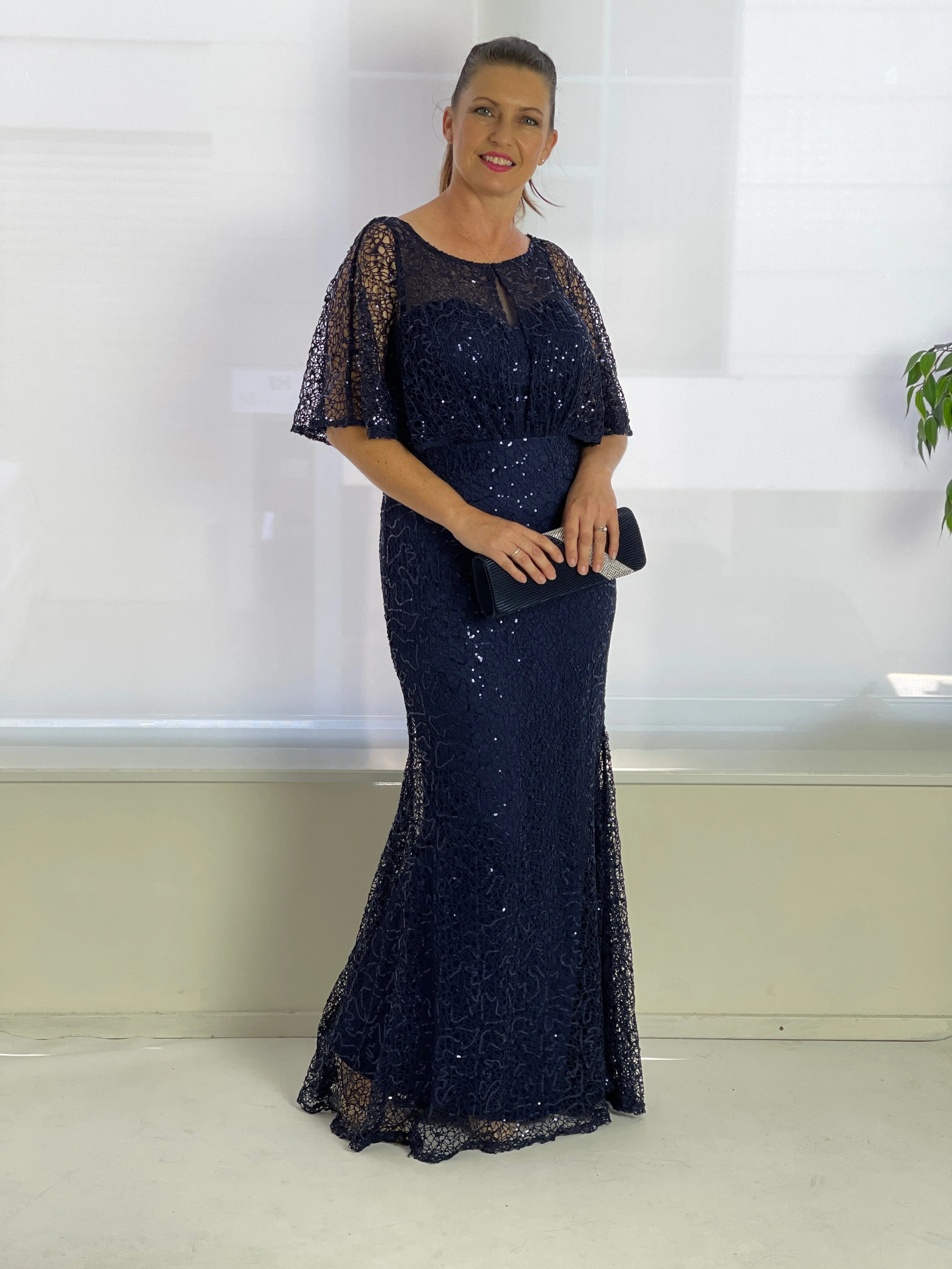 Payton Navy Sequin Evening Gown