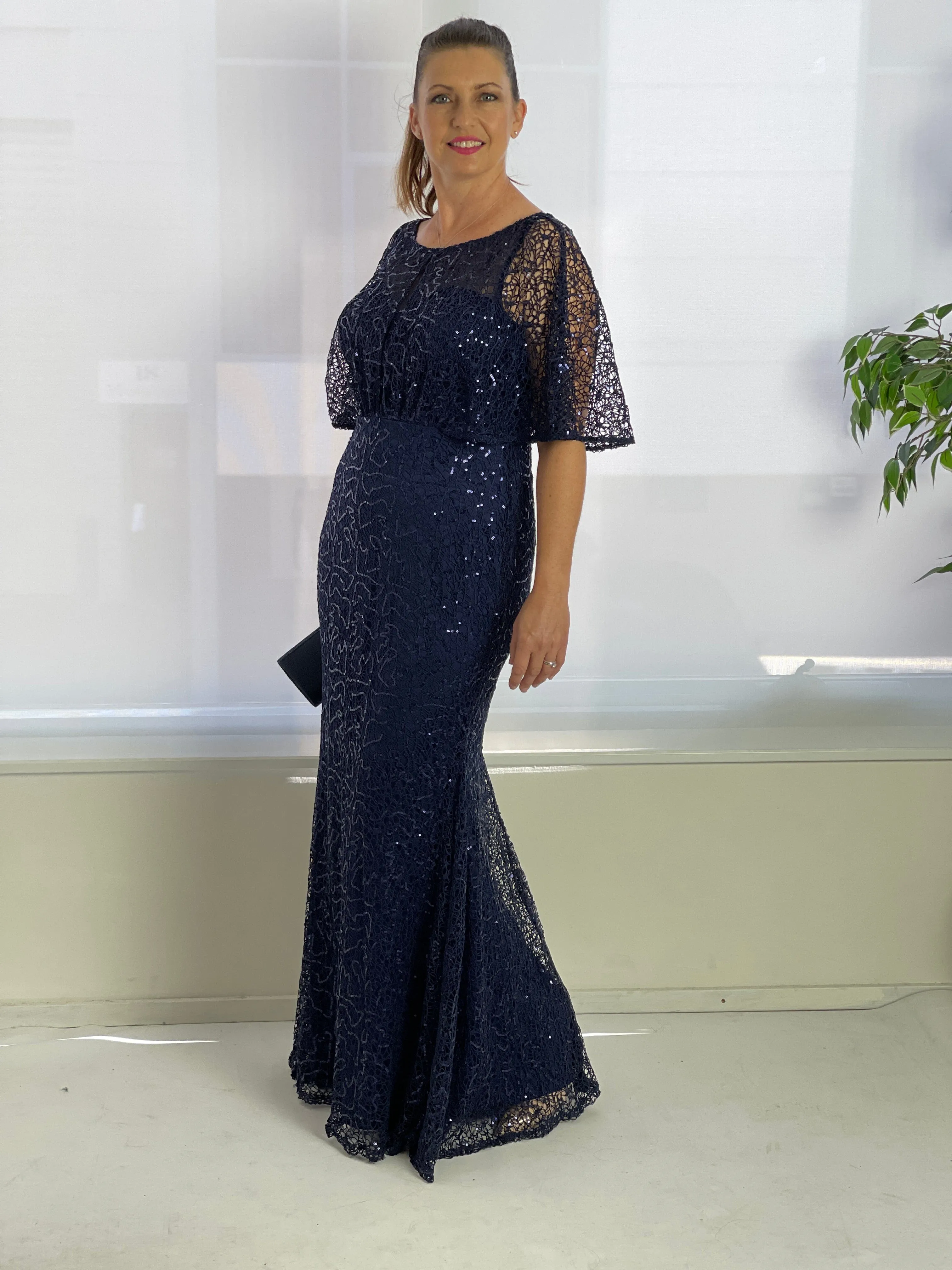 Payton Navy Sequin Evening Gown