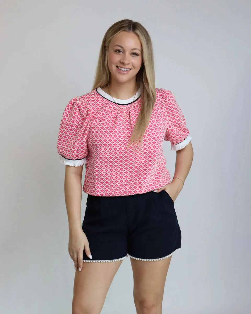 Pearl Embellished Shorts in Navy