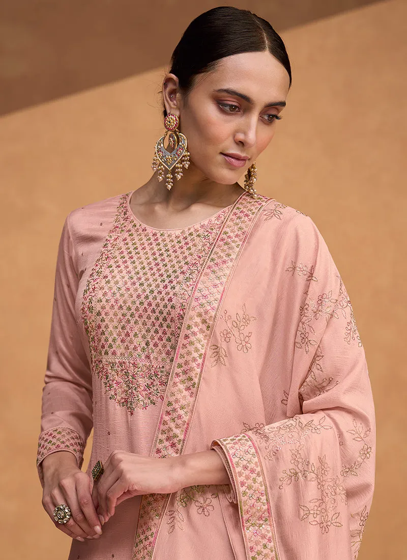 Pink Kashida Embroidery Traditional Salwar Kameez