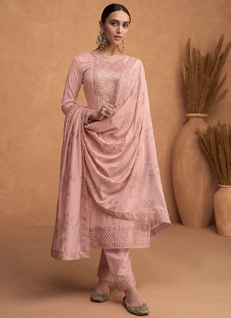 Pink Kashida Embroidery Traditional Salwar Kameez