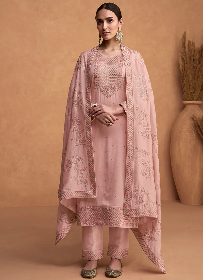 Pink Kashida Embroidery Traditional Salwar Kameez