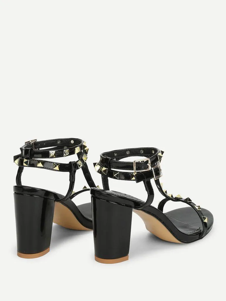 Rockstud Detail Block Heeled Sandals