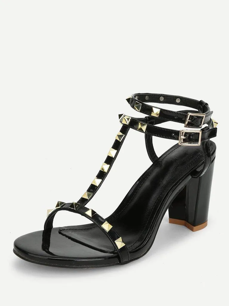 Rockstud Detail Block Heeled Sandals