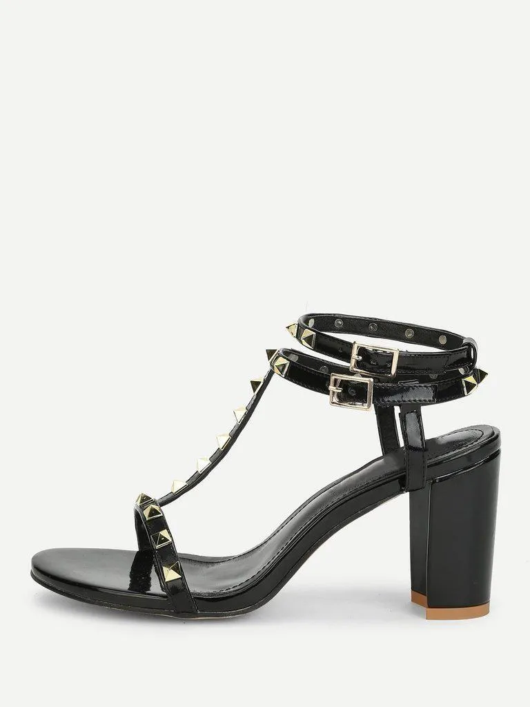 Rockstud Detail Block Heeled Sandals