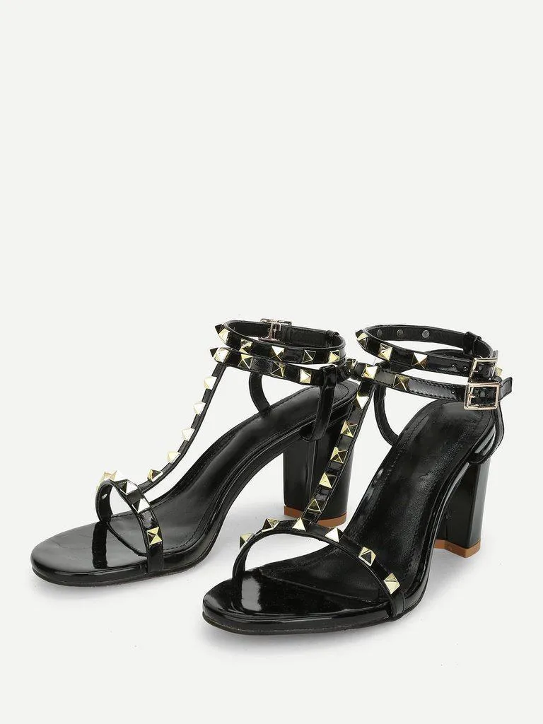 Rockstud Detail Block Heeled Sandals