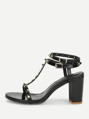 Rockstud Detail Block Heeled Sandals