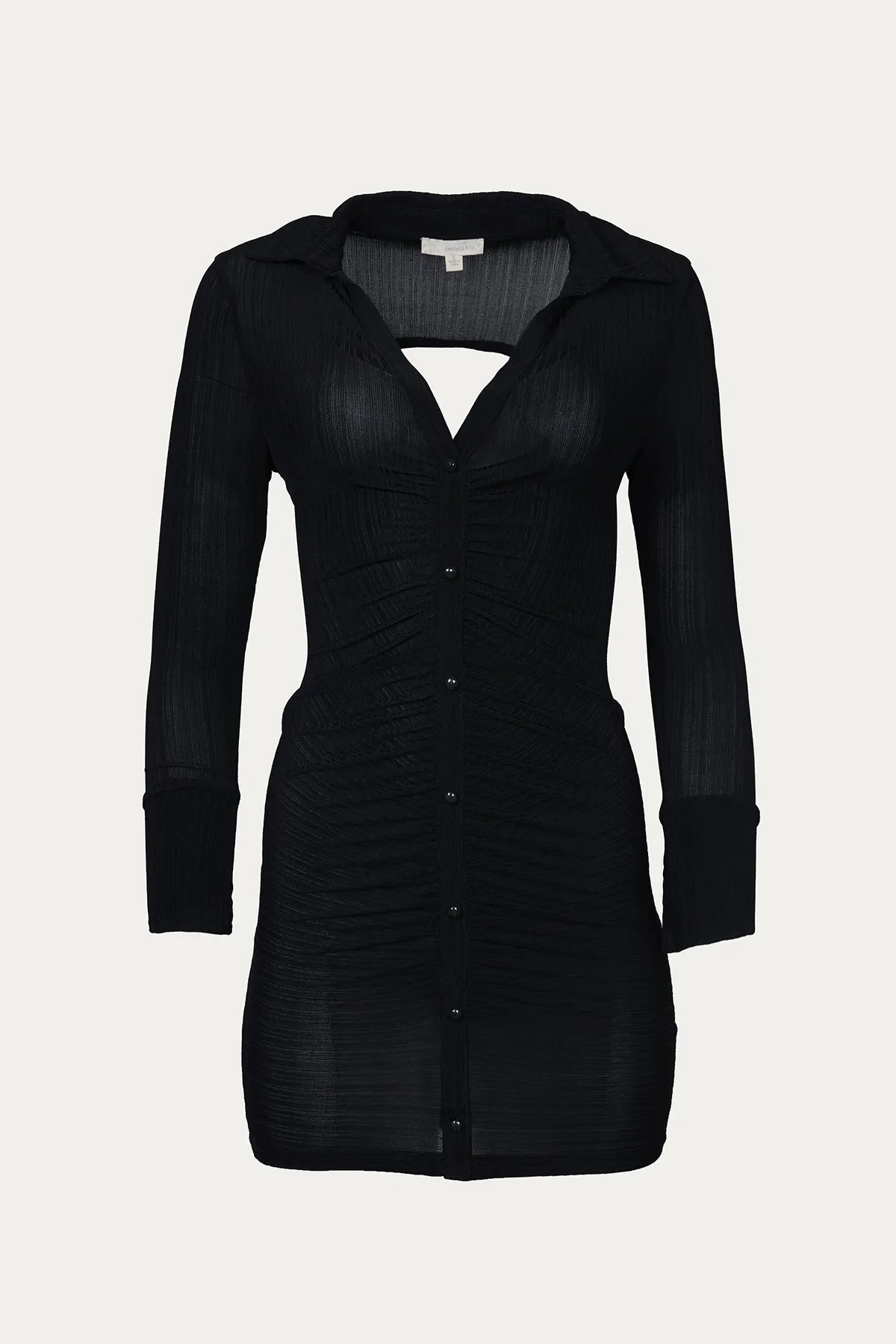 RUCHED RIB OPEN-BACK DRESS