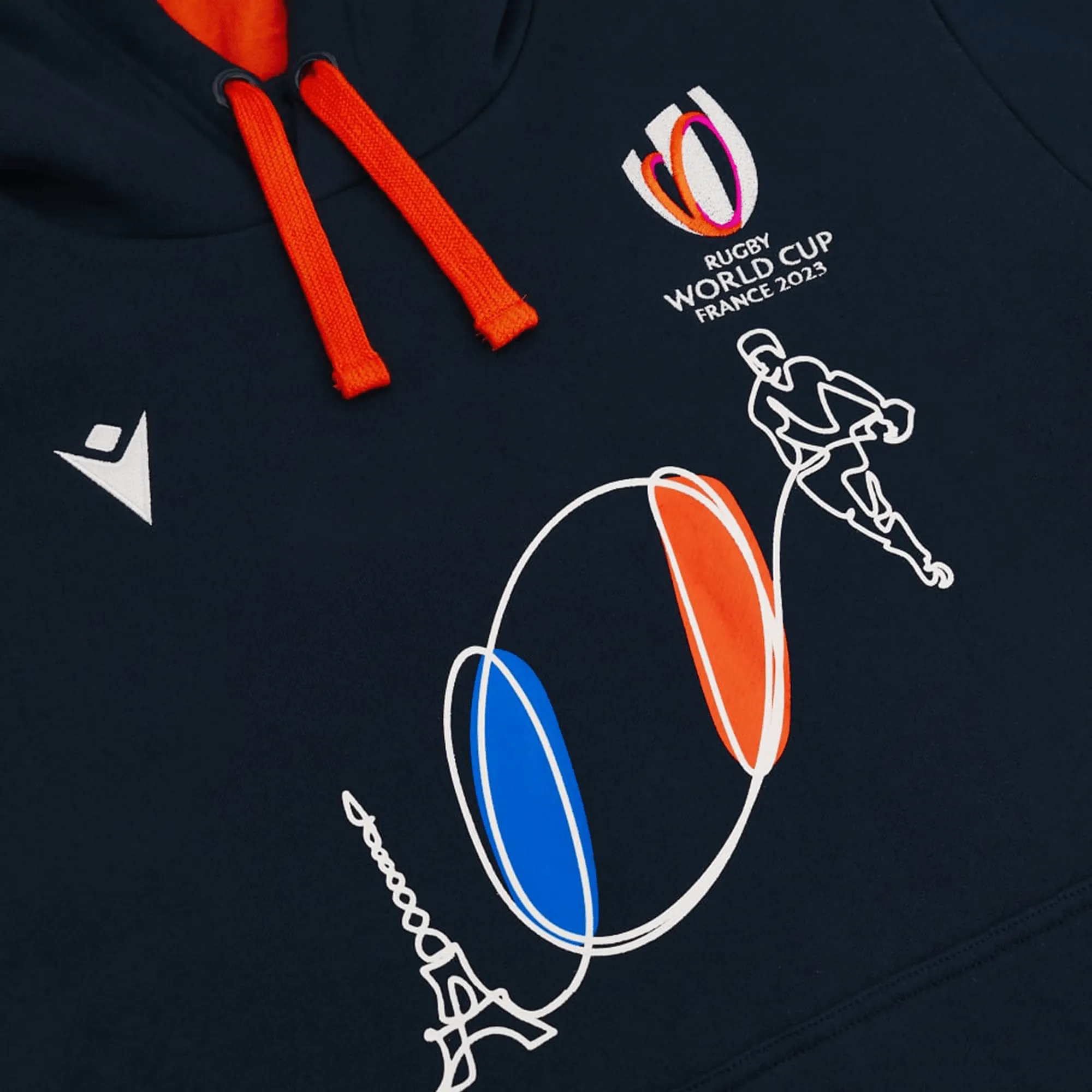 RWC23 France Flag Ball Logo Brushed Fleece Cotton Hoody by Macron