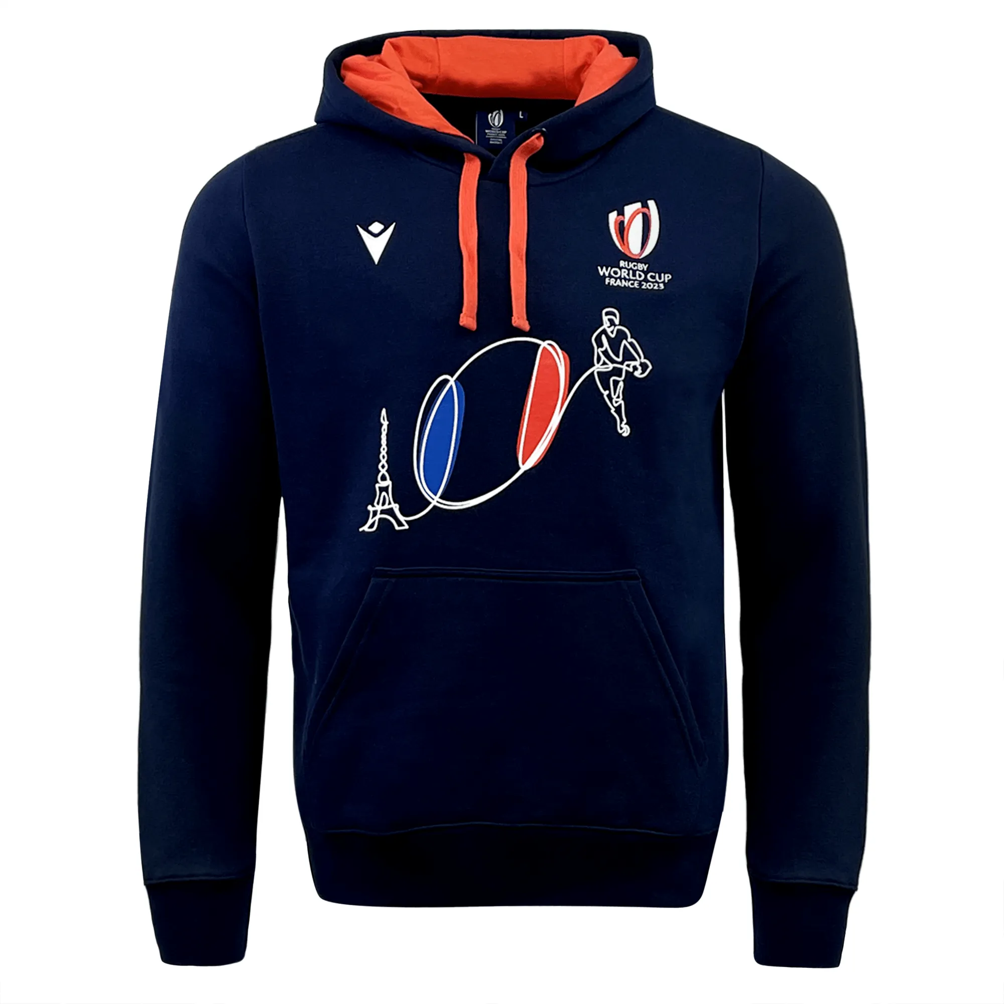 RWC23 France Flag Ball Logo Brushed Fleece Cotton Hoody by Macron
