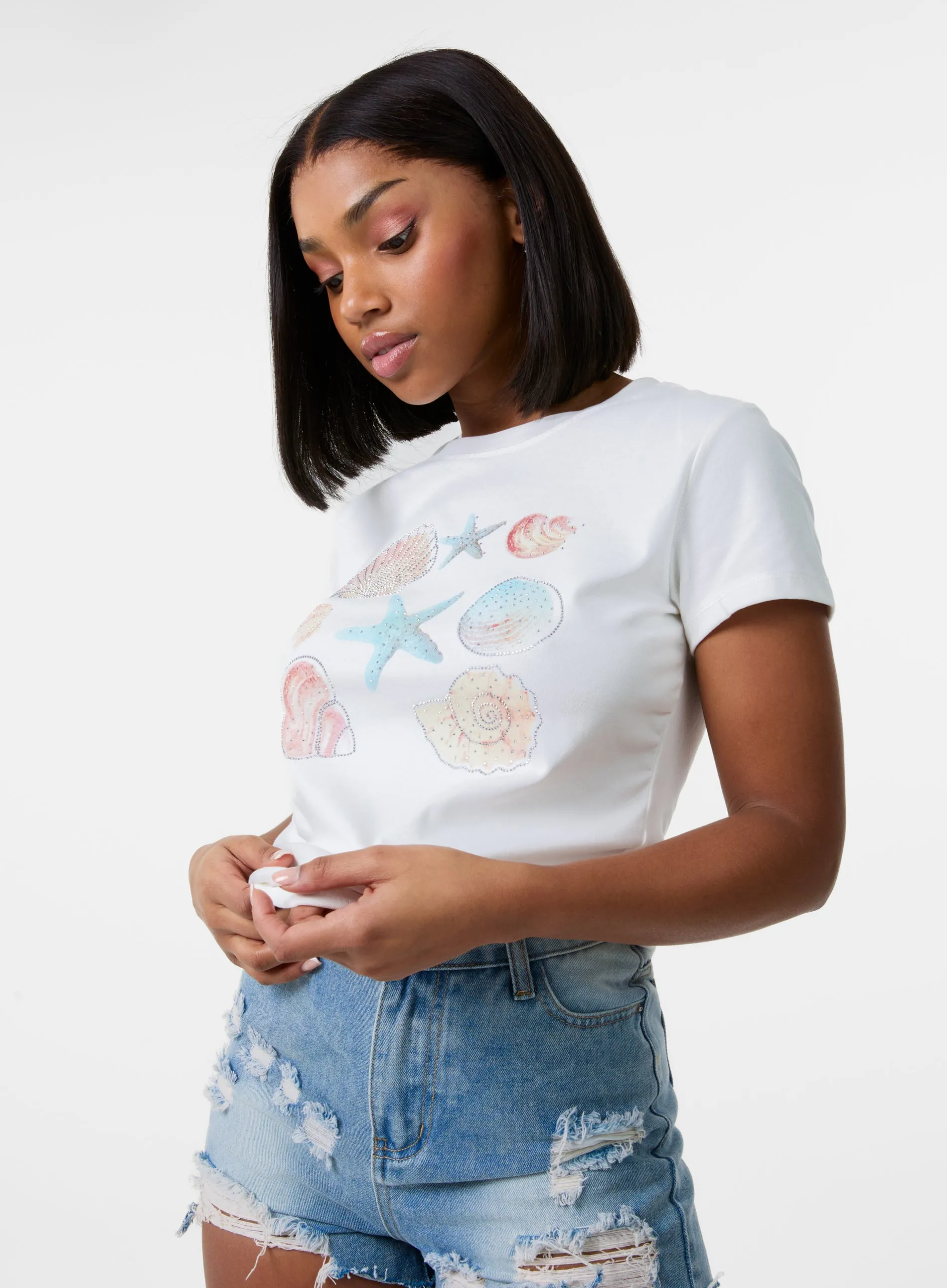 Shell Embellished T-Shirt