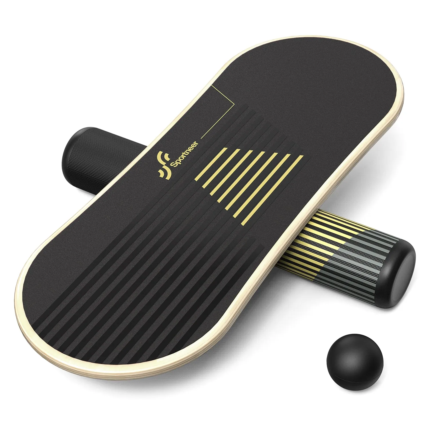 Sportneer Balance Board 7 Modes Wobble Board with Adjustable Stoppers Exercise Balancing Stability Trainer for Improve Balance, Surf Trainer & Physical Therapy - Roller and 2.8'' Ball Included