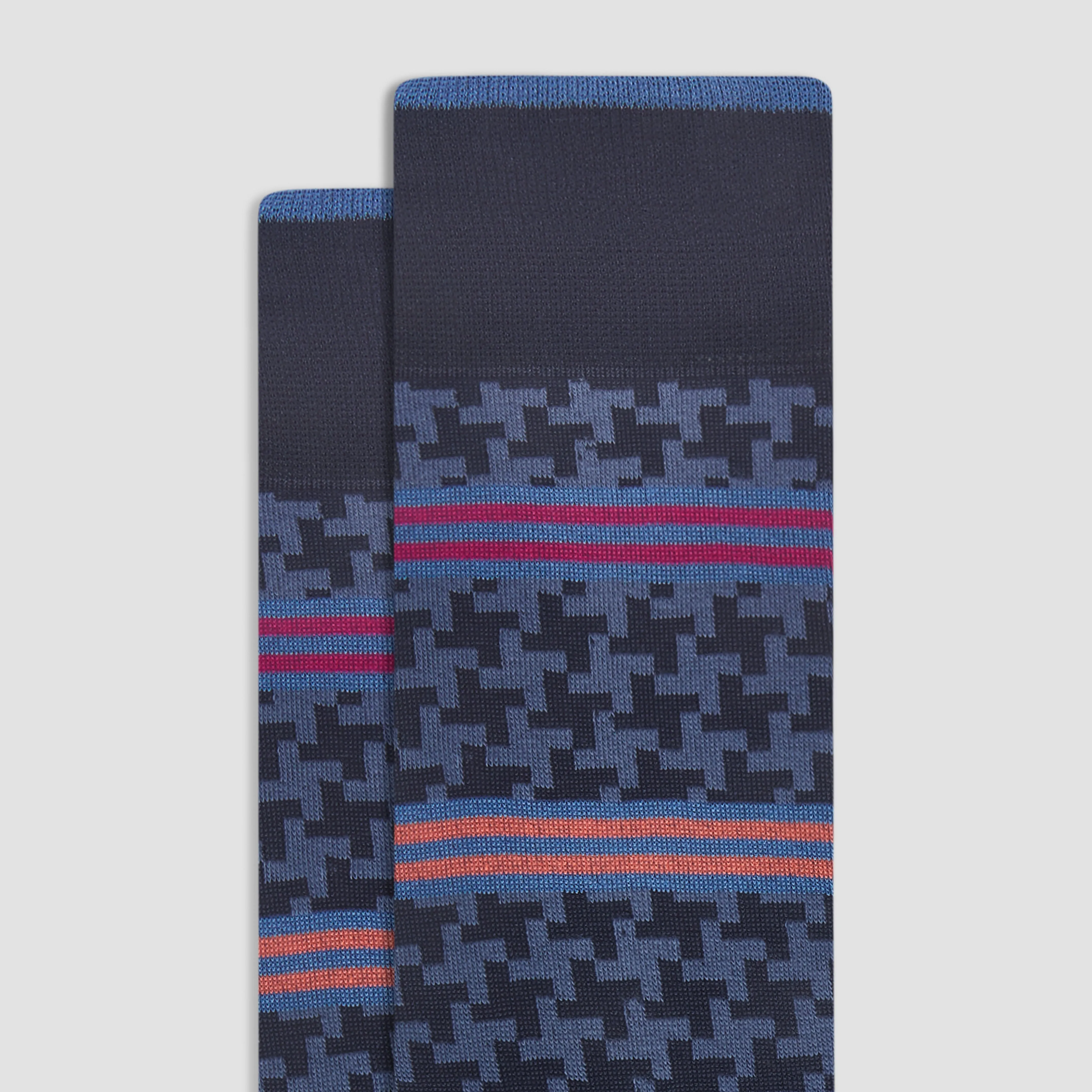 Striped Hound's Tooth Mid-Calf Socks