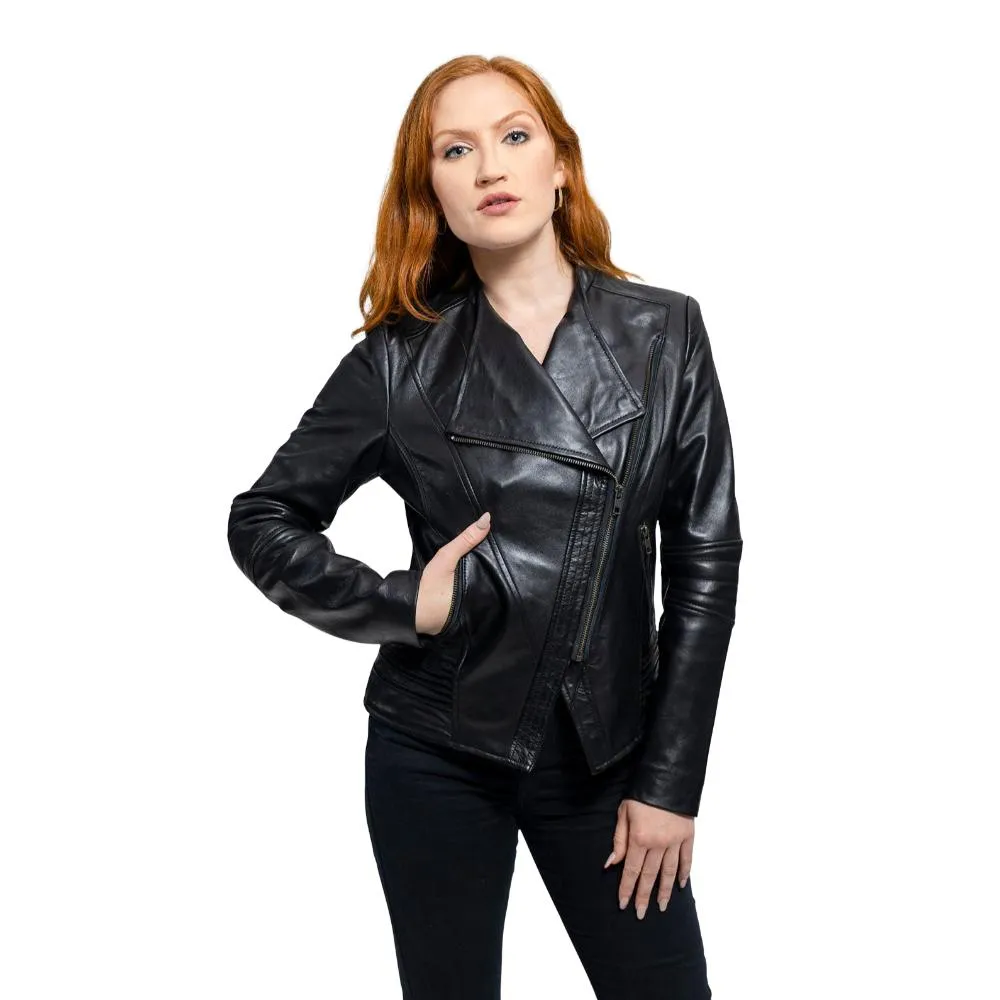 Trish - Women's Fashion Lambskin Leather Jacket (Black)
