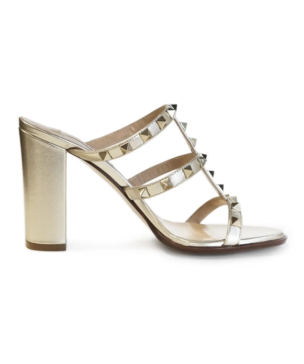 Valentino Rockstud Metallic Calfskin Leather Sandal 90 mm