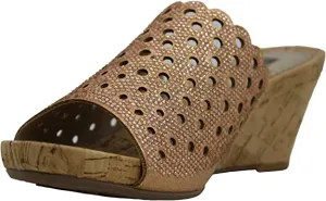 WHITE MOUNTAIN Womens Atlie Embellished Wedge Sandals Pink 9.5 Medium (B,M)