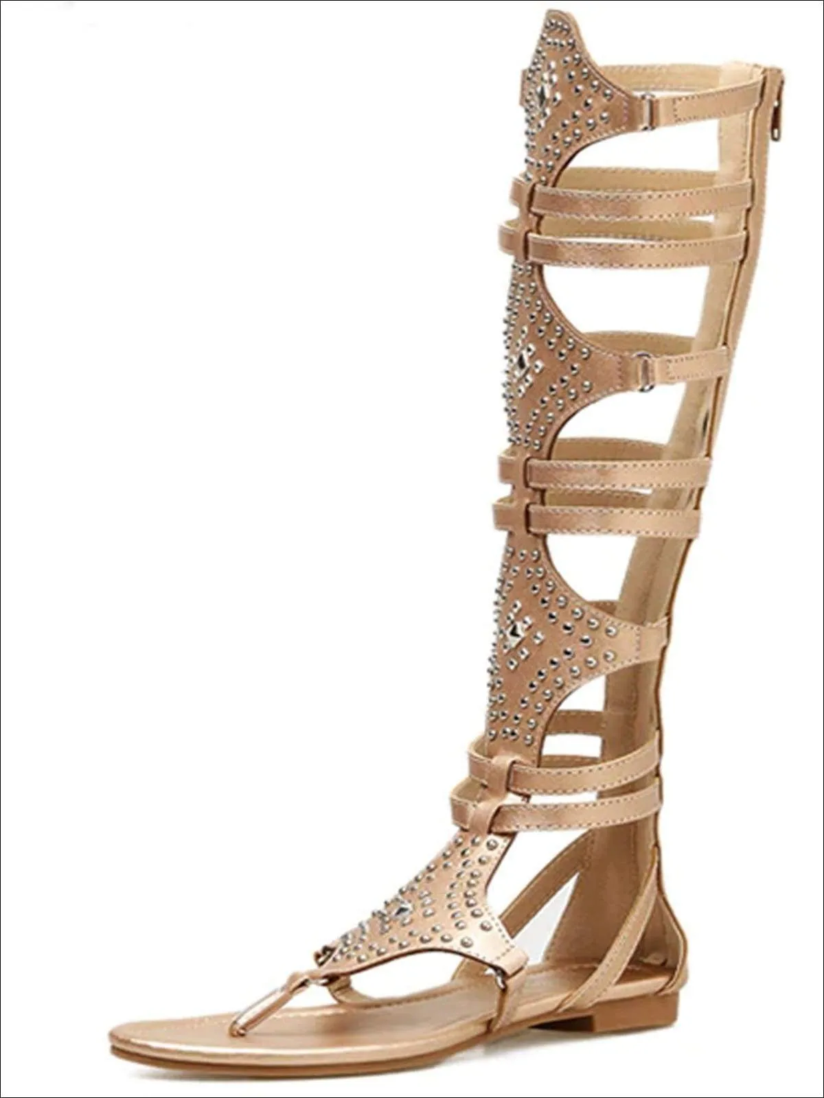 Women's Knee Length Embellished Gladiator Sandals By Liv and Mia