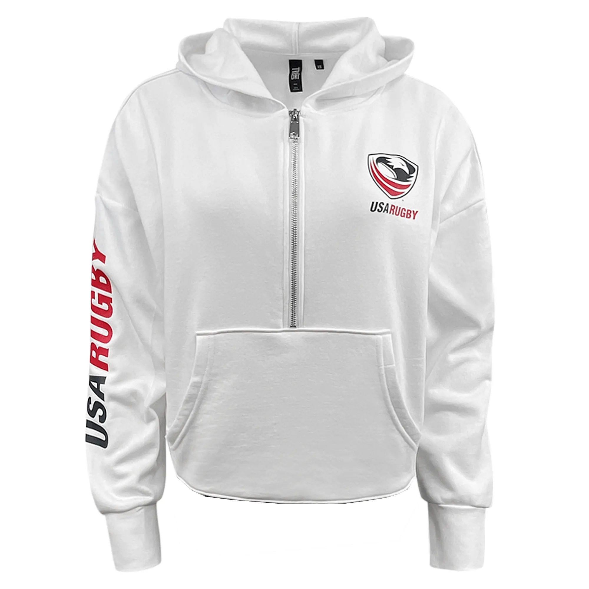 Women's USA Rugby Half Zip Crop Hooded Sweatshirt